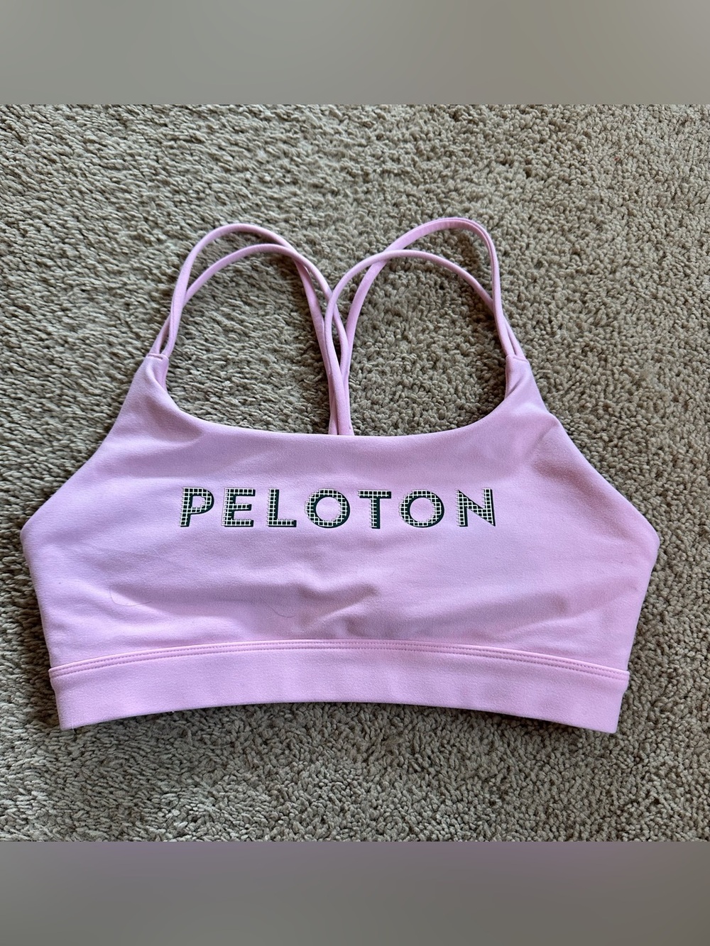 Peloton Light Pink Double-Strap Sports Bra.